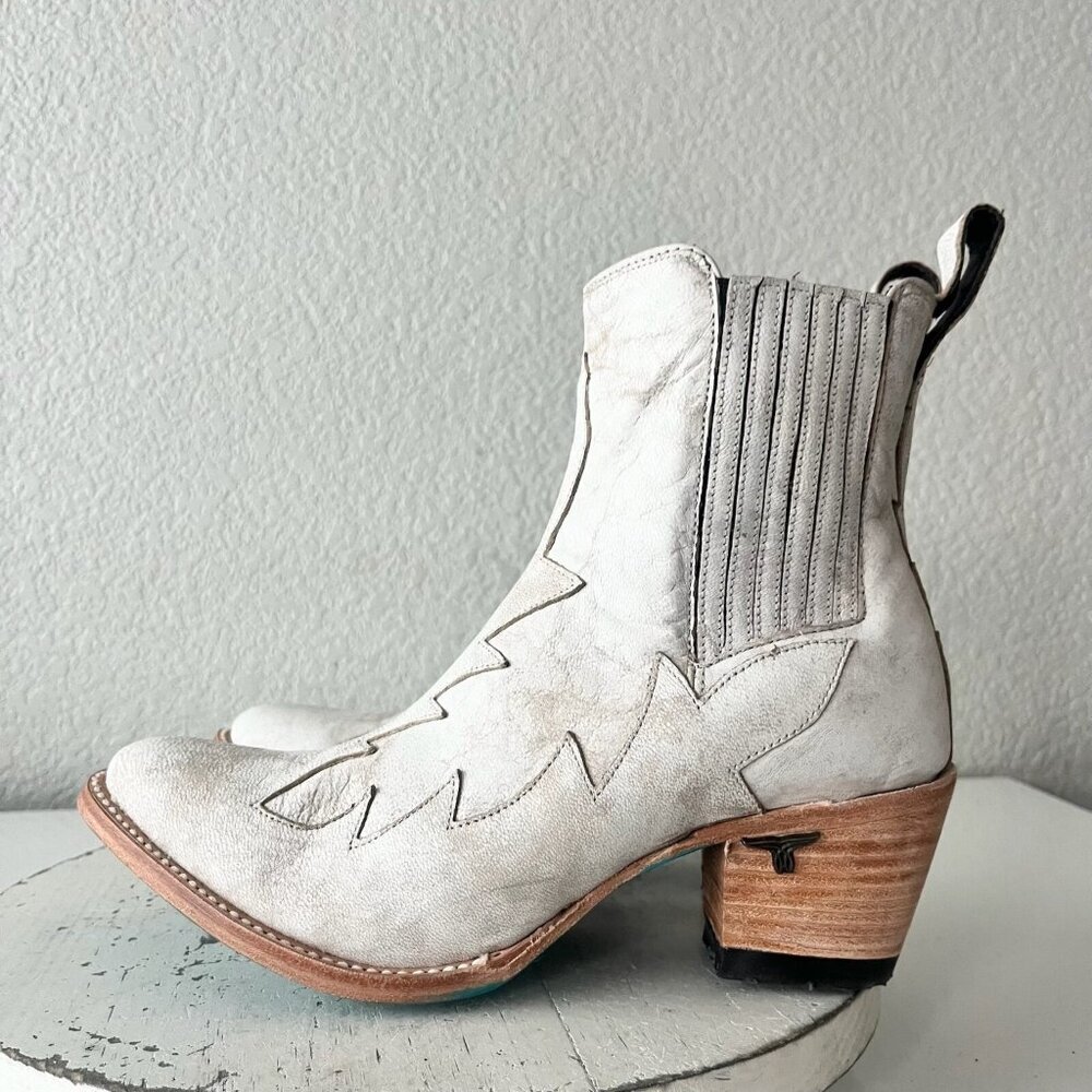 Lane CHELSEA Womens Cowboy Bootie 9 Western White Short Cowgirl Ankle Boots EUC - Picture 4 of 11